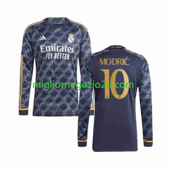 Maglia Real Madrid Modrić Luka 10 Uomo Trasferta Divisa 2023-2024 Manica Lunga