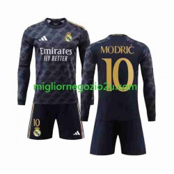 Maglia Real Madrid Modrić Luka 10 Bambino Trasferta Divisa 2023-2024 Manica Lunga