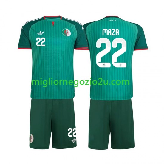 Maglia Algeria Ibrahim Maza 22 Bambino Trasferta Divisa 2026 Manica Corta