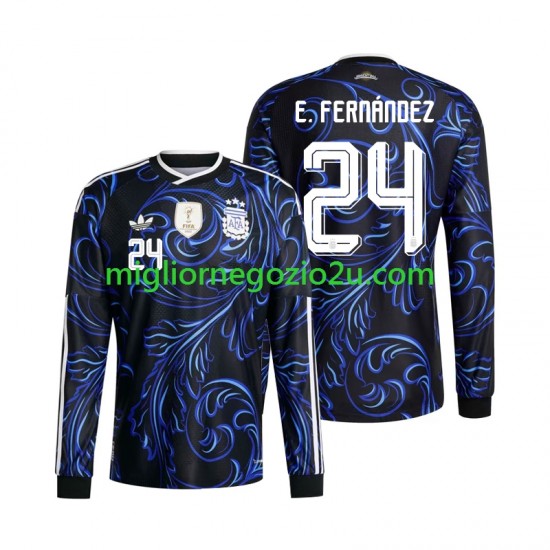Maglia Argentina Enzo Fernandez 24 Uomo Trasferta Divisa Mondiali 2026 Manica Lunga