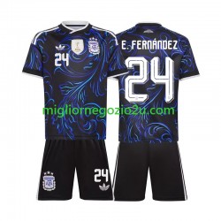 Maglia Argentina Enzo Fernandez 24 Bambino Trasferta Divisa Mondiali 2026 Manica Corta