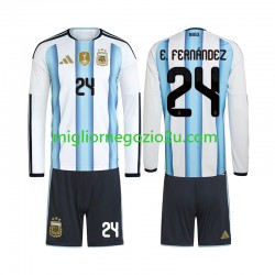 Maglia Argentina Enzo Fernandez 24 Bambino Casa Divisa Mondiali 2026 Manica Lunga