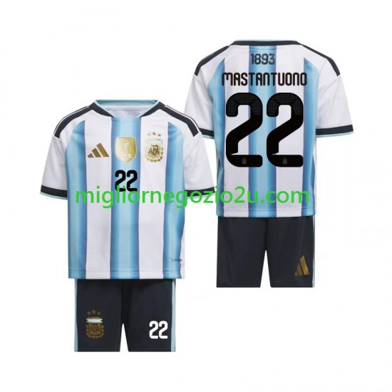 Maglia Argentina Franco Mastantuono 22 Bambino Casa Divisa Mondiali 2026 Manica Corta