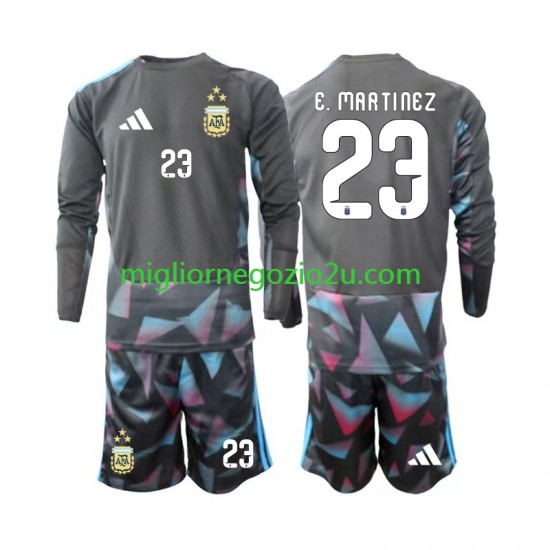 Maglia Argentina Emiliano Martinez 23 Portiere Bambino Casa Divisa Mondiali 2026 Manica Lunga