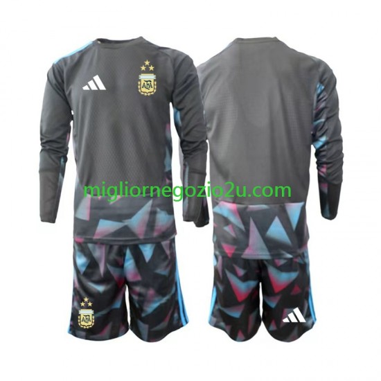 Maglia Argentina Portiere Bambino Casa Divisa Mondiali 2026 Manica Lunga