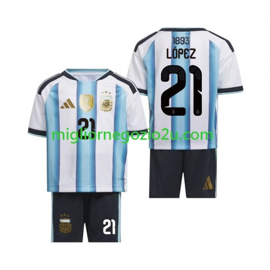 Maglia Argentina Jose Manuel Lopez 21 Bambino Casa Divisa Mondiali 2026 Manica Corta
