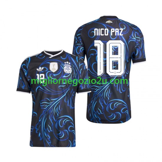Maglia Argentina Nico Paz 18 Uomo Trasferta Divisa Mondiali 2026 Manica Corta