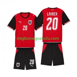 Maglia Austria Konrad Laimer 20 Bambino Casa Divisa Mondiali 2026 Manica Corta