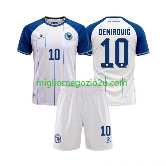 Maglia Bosnia Erzegovina Ermedin Demirovic 10 Bambino Trasferta Divisa Mondiali 2026 Manica Corta