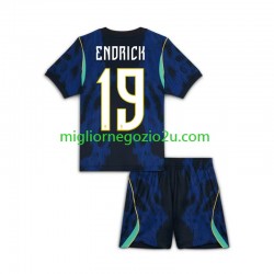 Maglia Brasile Endrick 19 Bambino Trasferta Divisa Mondiali 2026 Manica Corta