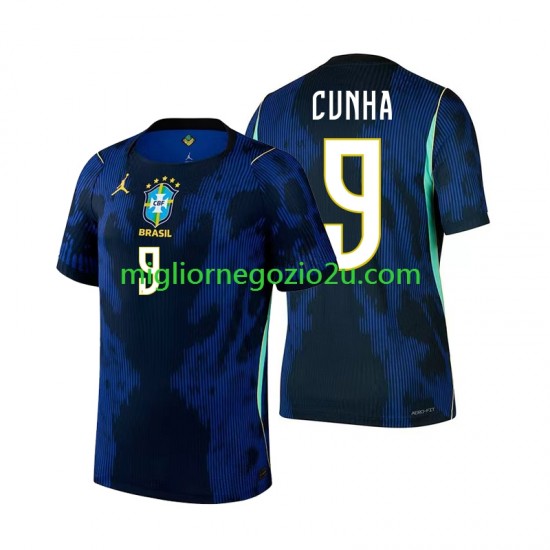 Maglia Brasile Matheus Cunha 9 Uomo Trasferta Divisa Mondiali 2026 Manica Corta