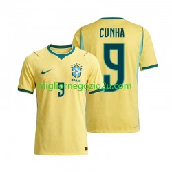 Maglia Brasile Matheus Cunha 9 Uomo Casa Divisa Mondiali 2026 Manica Corta