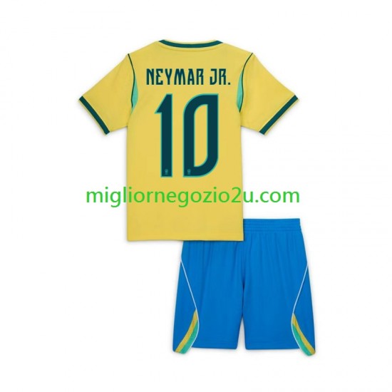 Maglia Brasile Neymar JR 10 Bambino Casa Divisa Mondiali 2026 Manica Corta