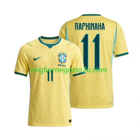 Maglia Brasile Raphinha 11 Uomo Casa Divisa Mondiali 2026 Manica Corta