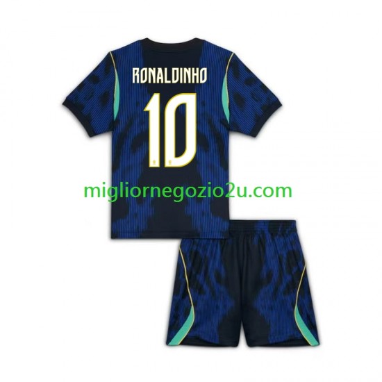 Maglia Brasile Ronaldinho 10 Bambino Trasferta Divisa Mondiali 2026 Manica Corta