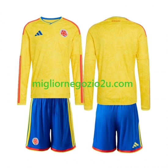 Maglia Colombia Bambino Casa Divisa Mondiali 2026 Manica Lunga
