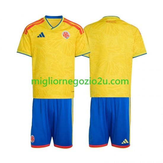 Maglia Colombia Bambino Casa Divisa Mondiali 2026 Manica Corta