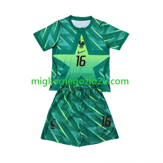 Maglia Francia Mike Maignan 16 Portiere Bambino Terza Divisa Mondiali 2026 Manica Corta
