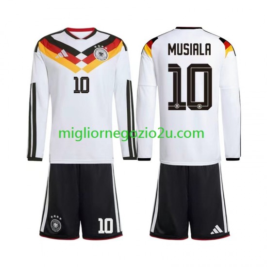 Maglia Germania Jamal Musiala 10 Bambino Casa Divisa Mondiali 2026 Manica Lunga