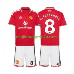 Maglia Manchester United Bruno Fernandes 8 Bambino Casa Divisa 2026-2027 Manica Corta