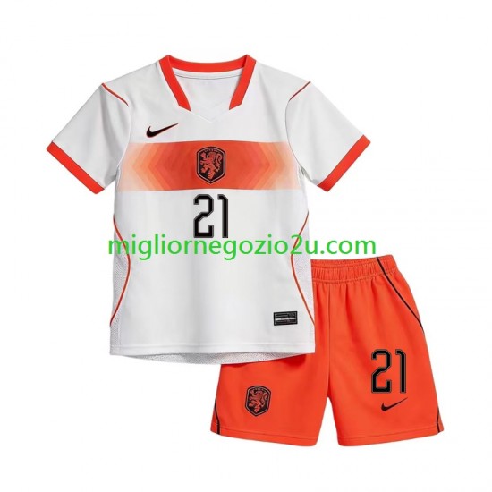 Maglia Paesi Bassi Frenkie de Jong 21 Bambino Trasferta Divisa Mondiali 2026 Manica Corta