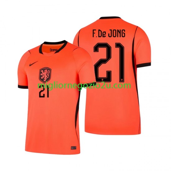 Maglia Paesi Bassi Frenkie de Jong 21 Uomo Casa Divisa Mondiali 2026 Manica Corta