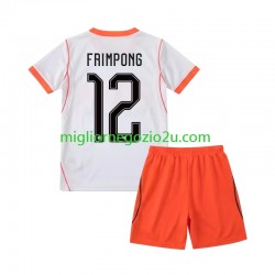 Maglia Paesi Bassi Jeremie Frimpong 12 Bambino Trasferta Divisa Mondiali 2026 Manica Corta