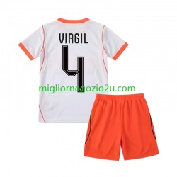Maglia Paesi Bassi Virgil van Dijk 4 Bambino Trasferta Divisa Mondiali 2026 Manica Corta