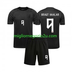 Maglia Norvegia Braut Haaland 9 Bambino Trasferta Divisa Mondiali 2026 Manica Corta
