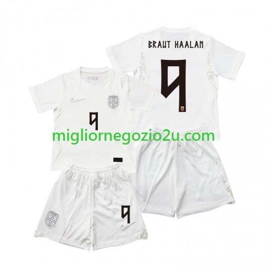Maglia Norvegia Braut Haaland 9 Bambino Terza Divisa Mondiali 2026 Manica Corta
