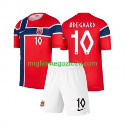 Maglia Norvegia Martin Odegaard 10 Bambino Casa Divisa Mondiali 2026 Manica Corta