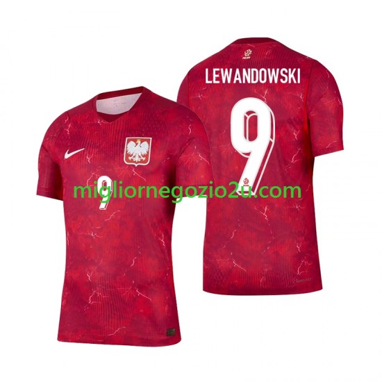 Maglia Polonia Robert Lewandowski 9 Uomo Trasferta Divisa 2026 Manica Corta