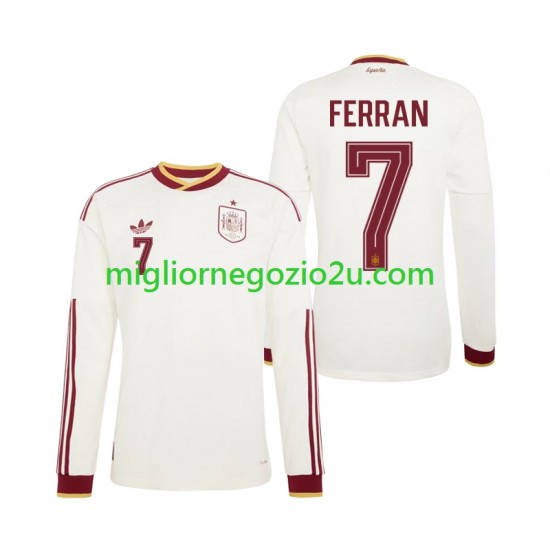 Maglia Spagna Ferran Torres 7 Uomo Trasferta Divisa Mondiali 2026 Manica Lunga