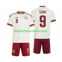 Maglia Spagna Gavi 9 Bambino Trasferta Divisa Mondiali 2026 Manica Corta