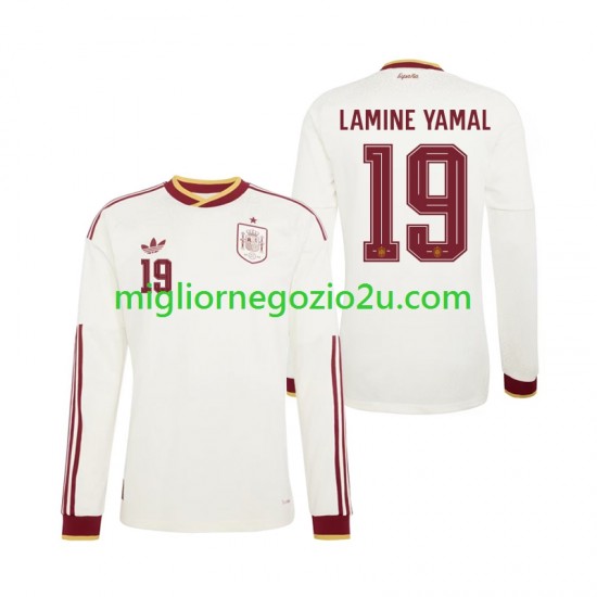 Maglia Spagna Lamine Yamal 19 Uomo Trasferta Divisa Mondiali 2026 Manica Lunga