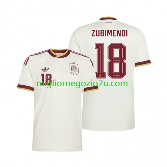 Maglia Spagna Martin Zubimendi 18 Uomo Trasferta Divisa Mondiali 2026 Manica Corta