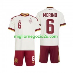 Maglia Spagna Mikel Merino 6 Bambino Trasferta Divisa Mondiali 2026 Manica Corta