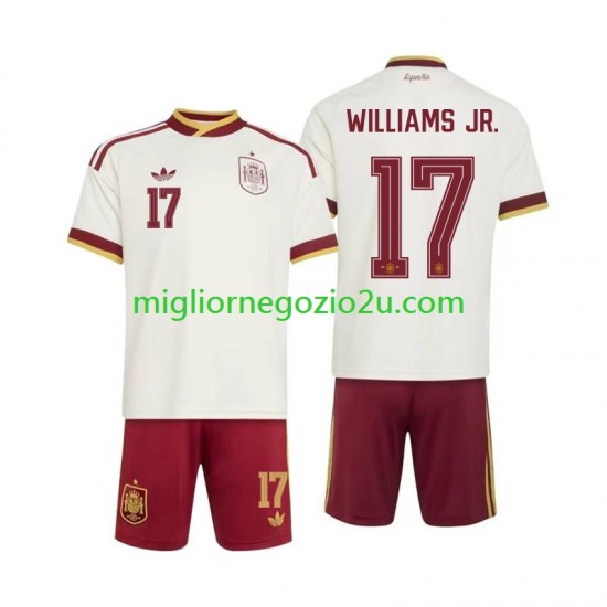 Maglia Spagna Nico Williams 17 Bambino Trasferta Divisa Mondiali 2026 Manica Corta