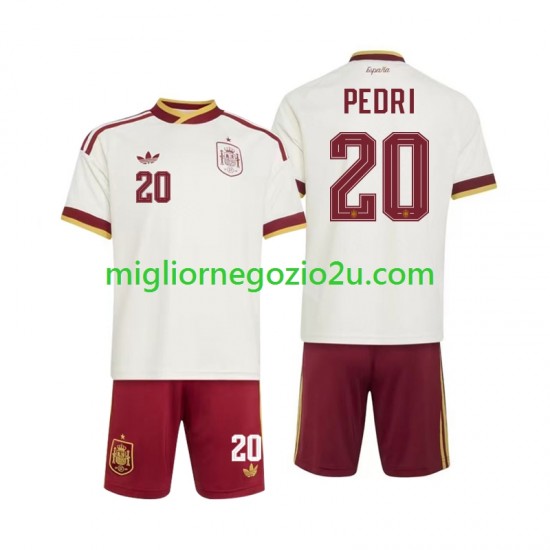 Maglia Spagna Pedri 20 Bambino Trasferta Divisa Mondiali 2026 Manica Corta