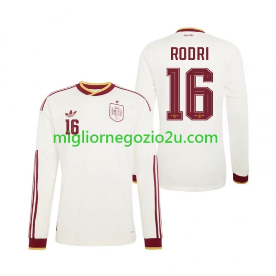 Maglia Spagna Rodri 16 Uomo Trasferta Divisa Mondiali 2026 Manica Lunga