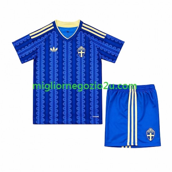 Maglia Svezia Bambino Trasferta Divisa Mondiali 2026 Manica Corta