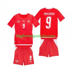Maglia Svizzera Johan Manzambi 9 Bambino Casa Divisa Mondiali 2026 Manica Corta