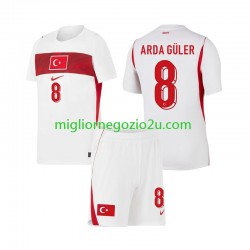 Maglia Turchia Arda Guler 8 Bambino Trasferta Divisa Mondiali 2026 Manica Corta