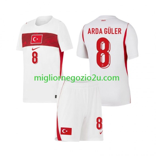 Maglia Turchia Arda Guler 8 Bambino Trasferta Divisa Mondiali 2026 Manica Corta
