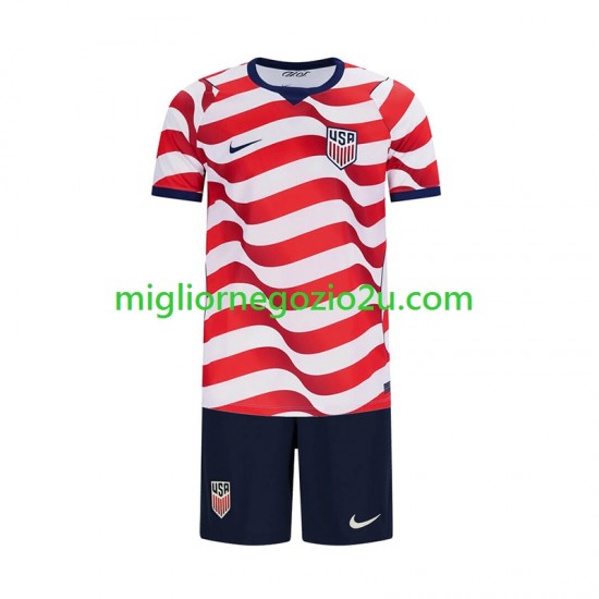 Maglia Stati Uniti Bambino Casa Divisa Mondiali 2026 Manica Corta