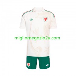 Maglia Galles Bambino Trasferta Divisa Mondiali 2026 Manica Corta