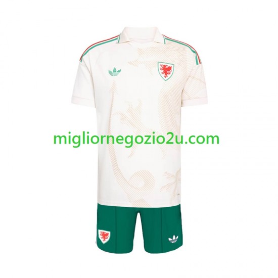 Maglia Galles Bambino Trasferta Divisa Mondiali 2026 Manica Corta