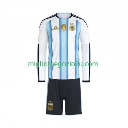 Maglia Argentina Bambino Casa Divisa Mondiali 2026 Manica Lunga