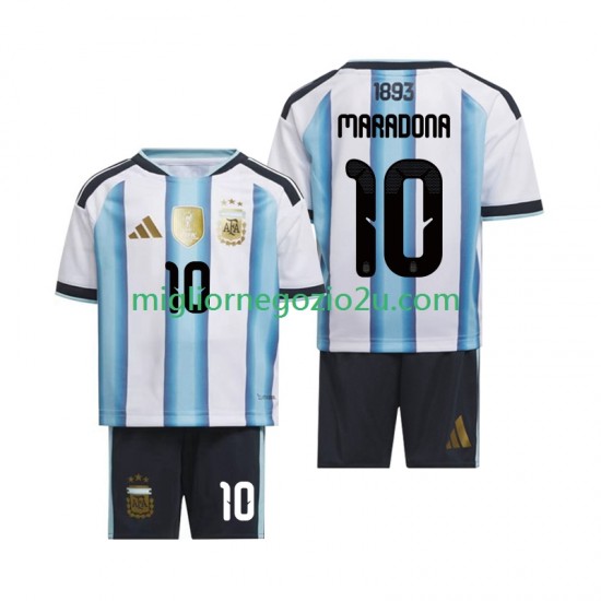 Maglia Argentina Maradona 10 Bambino Casa Divisa Mondiali 2026 Manica Corta