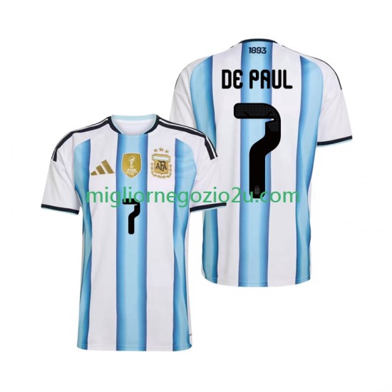 Maglia Argentina Rodrigo De Paul 7 Uomo Casa Divisa Mondiali 2026 Manica Corta